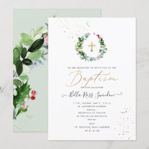 Invitación PixDezines Greenery Watercolor Wreath invierno