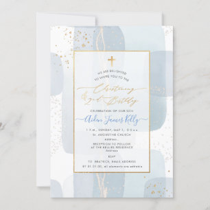 Invitación PixDezines H2 Blue Christening+2º Cumpleaños