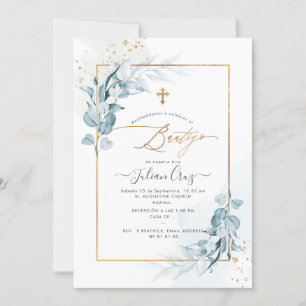 Invitación PixDezines H2 Blue Gum Eucalipto Bautizo