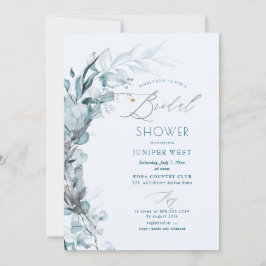 Invitación PixDezines H2 Dusty Blue Eucalyptus Bridal Shower