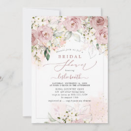 Invitación PixDezines H2 Dusty Roses rosados Ducha de novia