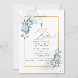 Invitación PixDezines H2 Eucalipto Azul Bautizo