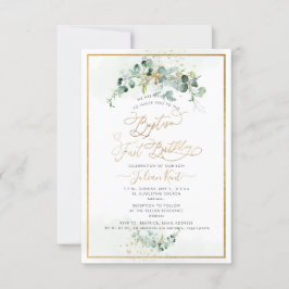 Invitación PixDezines H2 Eucalyptus Baptism Primer Cumpleaños