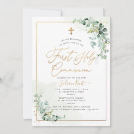 Invitación PixDezines H2 Eucalyptus Primera Comunión Santa In