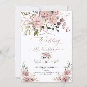 Invitación PixDezines H2 Flores Rosas agitadas Hydrangeas