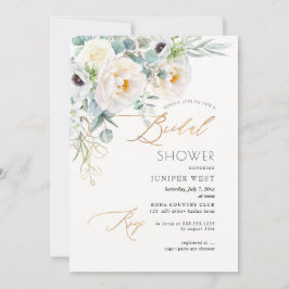 Invitación PixDezines H2 Green Gold Eucalyptus Bridal Shower