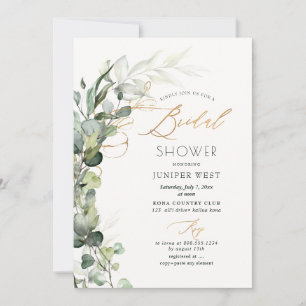 Invitación PixDezines H2 Green Gold Eucalyptus Bridal Shower