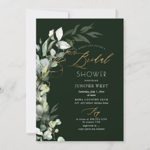 Invitación PixDezines H2 Green Gold Eucalyptus Bridal Shower