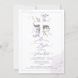 Invitación PixDezines H2 Lilac Eucalipto Bautismo