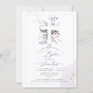 Invitación PixDezines H2 Lilac Eucalipto Bautismo