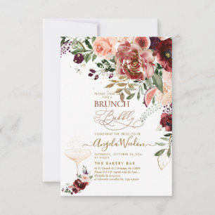 Invitación PixDezines H2 Marsala rojo Brunch & Bubbly otoño