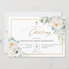 Invitación PixDezines H2 Peonies Eucalyptus Christening