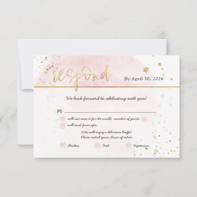 Invitación PixDezines H2 Rosa Claro Algodón de Azúcar Mitzvah (Reverso)