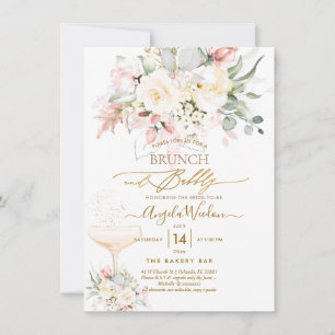Invitación PixDezines H2 Rosas de Rubor Alabaster Brunch Bubb