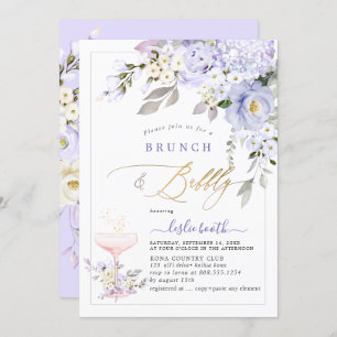 Invitación PixDezines H2 Rosas púrpura Hydrangea Brunch Bubbl