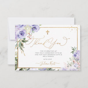 Invitación PixDezines H2 Rosas Purpúreas Comunión Gracias