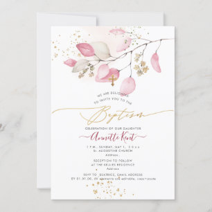Invitación PixDezines H2 Rubor Gum Eucalyptus Baptismo