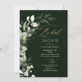 Invitación PixDezines H2 Verde Dorado Eucalipto Despedida de 