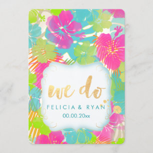 Invitación PixDezines hacemos pergamino hibiscus/luau/faux