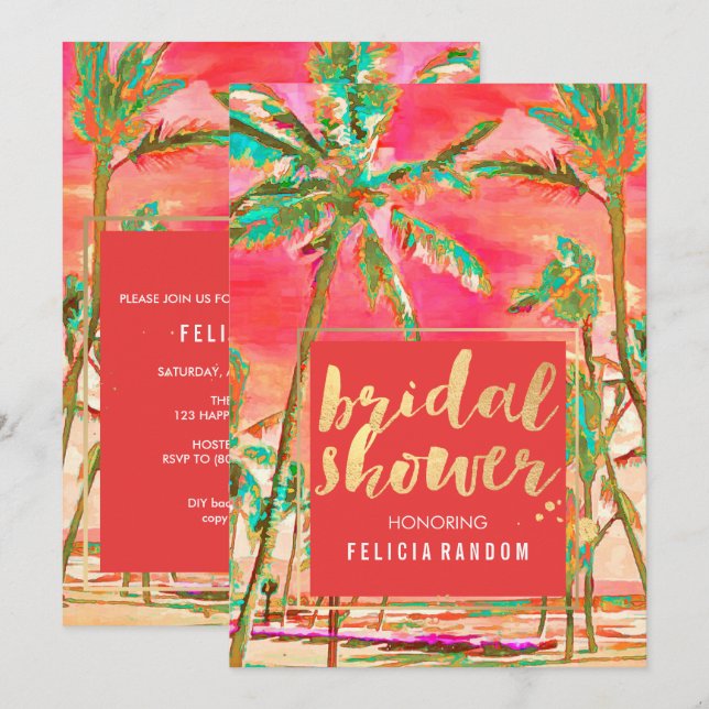 Invitación PixDezines Hawaii/Beach/Bridal Shower (Anverso / Reverso)