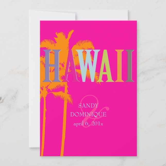 Invitación PixDezines hawaii+palmeras/color de fondo DIY (Anverso)