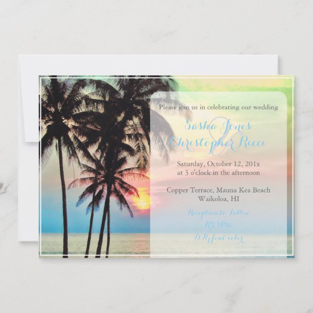 Invitación PixDezines hawaiian sunset beach/fantasy (Reverso)