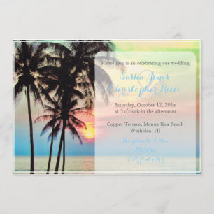 Invitación PixDezines hawaiian sunset beach/fantasy