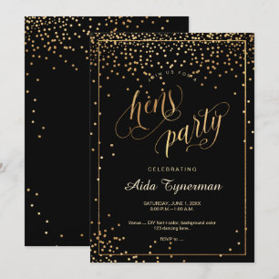 Invitación PixDezines Hens Fiesta Faux Gold Confetti
