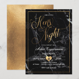 Invitación PixDezines Hens Night Faux Gold Script+Marble