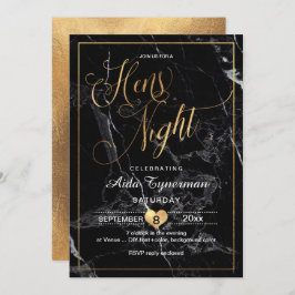 Invitación PixDezines Hens Night Faux Gold Script+Marble