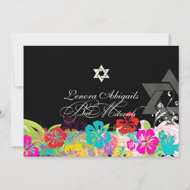 Invitación PixDezines hibiscus/Bat Mitzvah (Anverso)