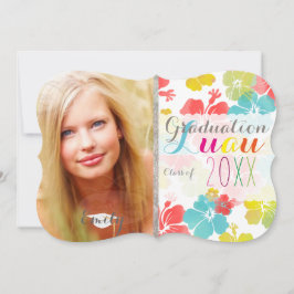 Invitación PixDezines Hibiscus Graduation Luau