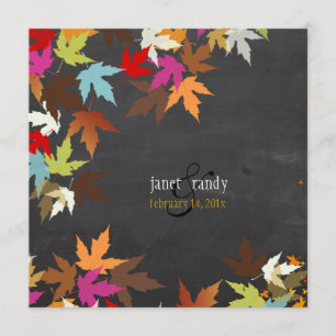 Invitación PixDezines, hojas de arce/pizarra rústica