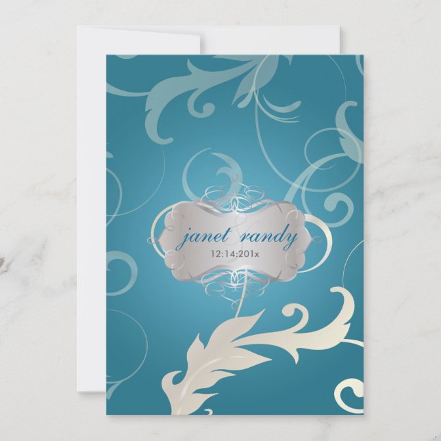 Invitación PixDezines Hojas Ornamentales + Swirls (Anverso)