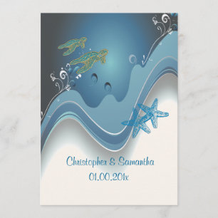 Invitación PixDezines honu+ondas/fondo diy