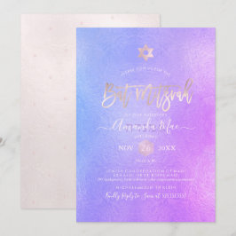 Invitación PixDezines Iridescente Púrpura Ombre Bat Mitzvah