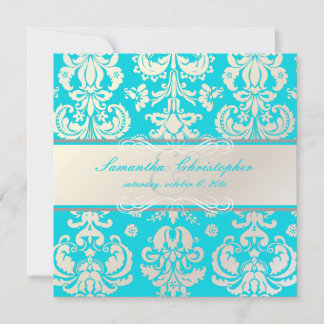 Invitación PixDezines Isabella Damask, color Pearl+Aqua/DIY