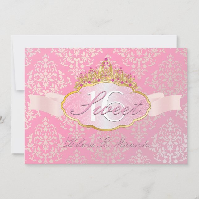 Invitación PixDezines josephine damasco dulce 16/tiara (Anverso)