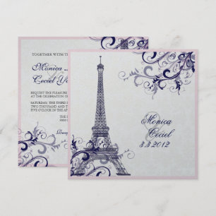 Invitación PixDezines la torre eiffel/paris/PLATA METÁLICA