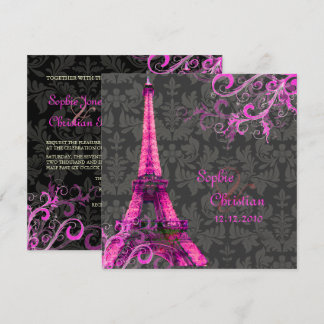 Invitación PixDezines LA TORRE EIFFEL/ROSA/DIYCOLOR