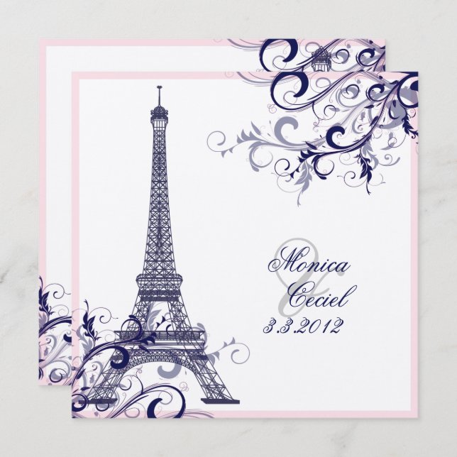 Invitación PixDezines la tour eiffel/paris (Anverso / Reverso)
