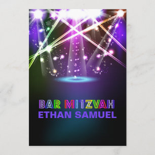 Invitación PixDezines láser / luces de neón bar mitzvah