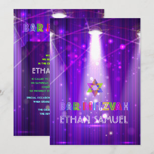 Invitación PixDezines láser / luces de neón bar mitzvah