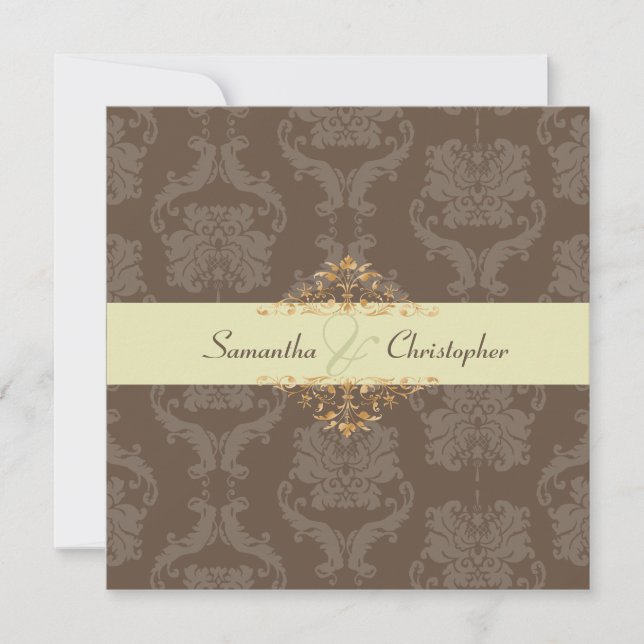 Invitación PixDezines Liliana Damask, fondo personalizable (Anverso)
