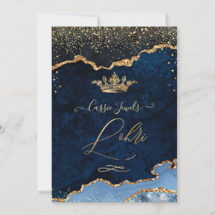Invitación PixDezines Lohri Celebración Marina Agate Azul Oro