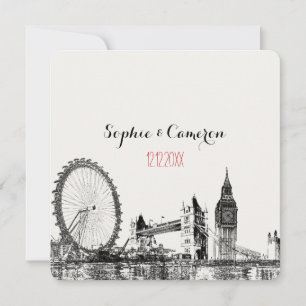 Invitación PixDezines londres/color de fondo personalizable