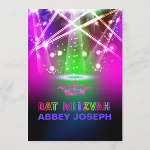 Invitación PixDezines luces láser / neón Bar Mitzvah