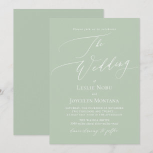 Invitación PixDezines Luxe Caligrafía Colores DIY Celadon
