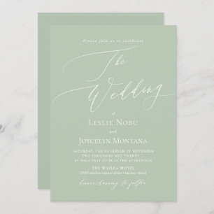 Invitación PixDezines Luxe Caligrafía Colores DIY Celadon