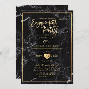 Invitación PixDezines Marble/Faux Gold/Engagement Party